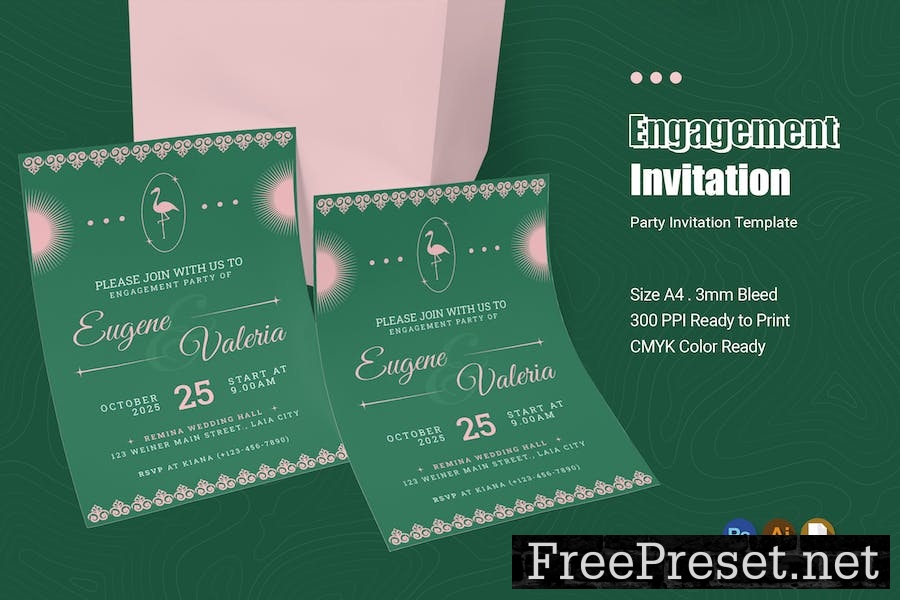 Green Engagement Party Invitation XJLVT6N