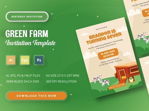 Green Farm - Birthday Invitation