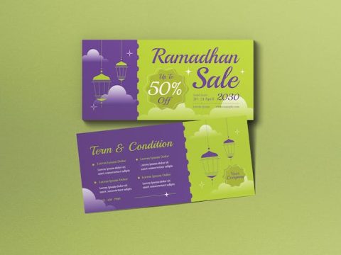 Green Flat Design Ramadan Sale Voucher EHMK68B