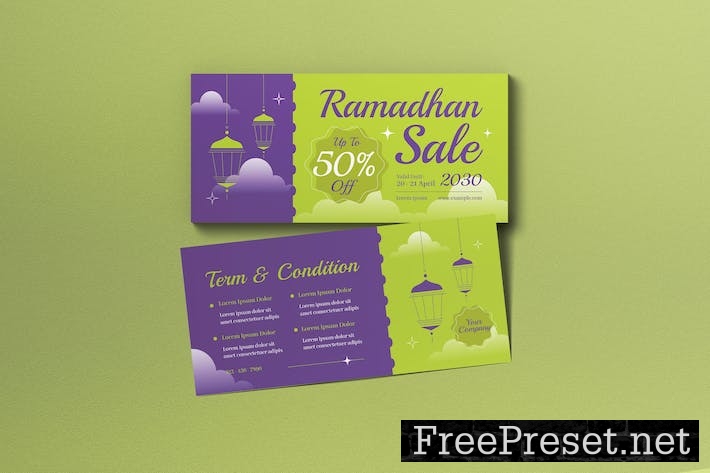 Green Flat Design Ramadan Sale Voucher EHMK68B