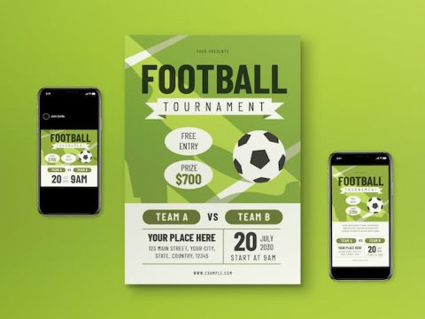 Green Football Competition Flyer Set SC83GVB