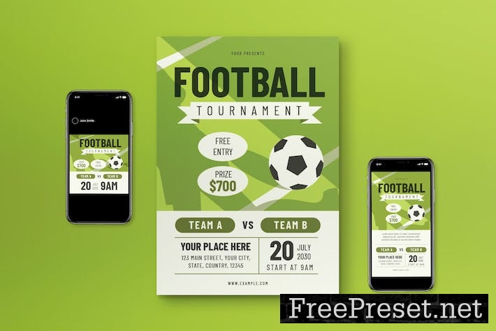 Green Football Competition Flyer Set SC83GVB