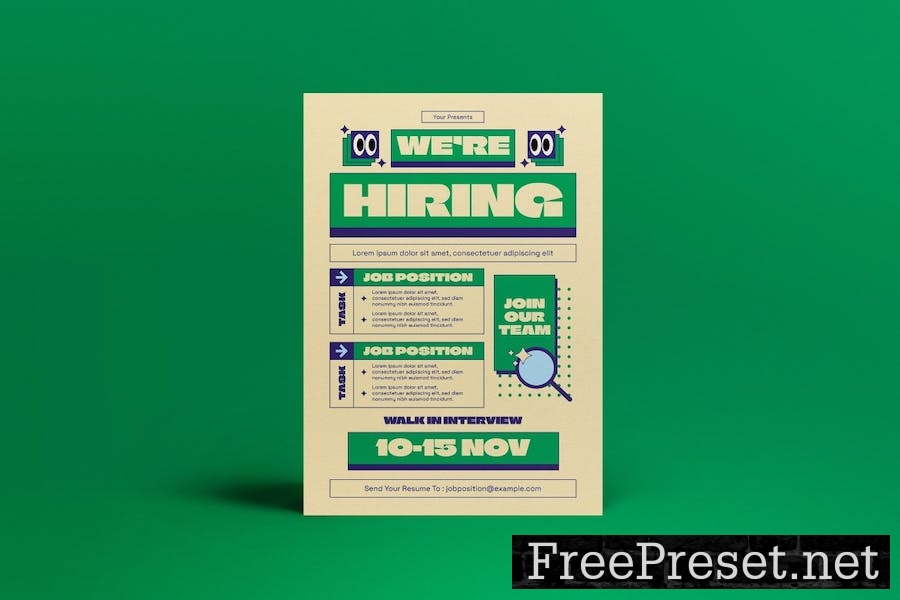 Green Geometric We Are Hiring Flyer Set