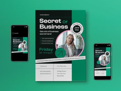 Green Modern Business Seminar Flyer Set X3V7WLX