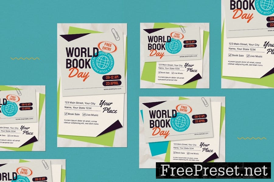 Green Modern World Book Day Flyer Set 8GAV77G