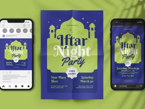 Green Ramadan Iftar Party Flyer Set 3BSHRP6