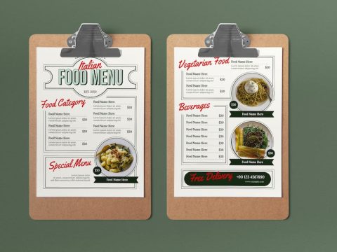 Green Retro Italian Food Menu 6LE85LN