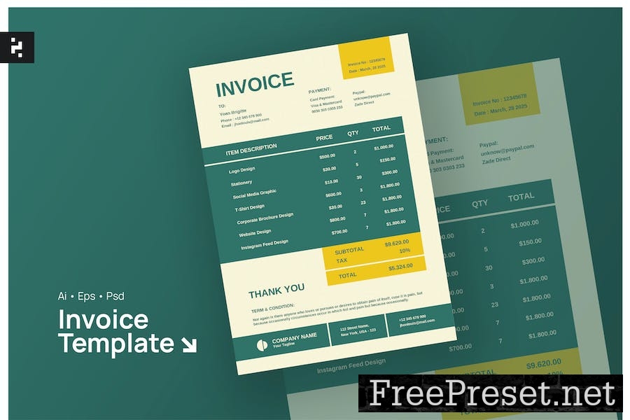 Green Simple Invoice QBVGEQD