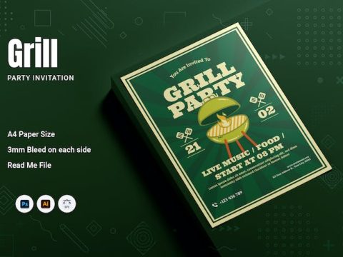 Grill Party Invitation UAKL82Y