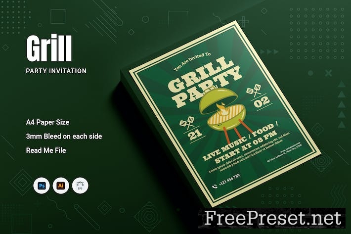 Grill Party Invitation UAKL82Y