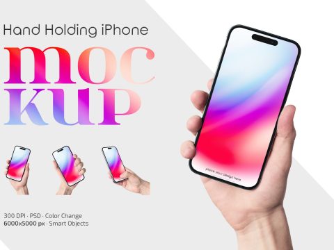 Hand Holding iPhone Mockup Set 13456006