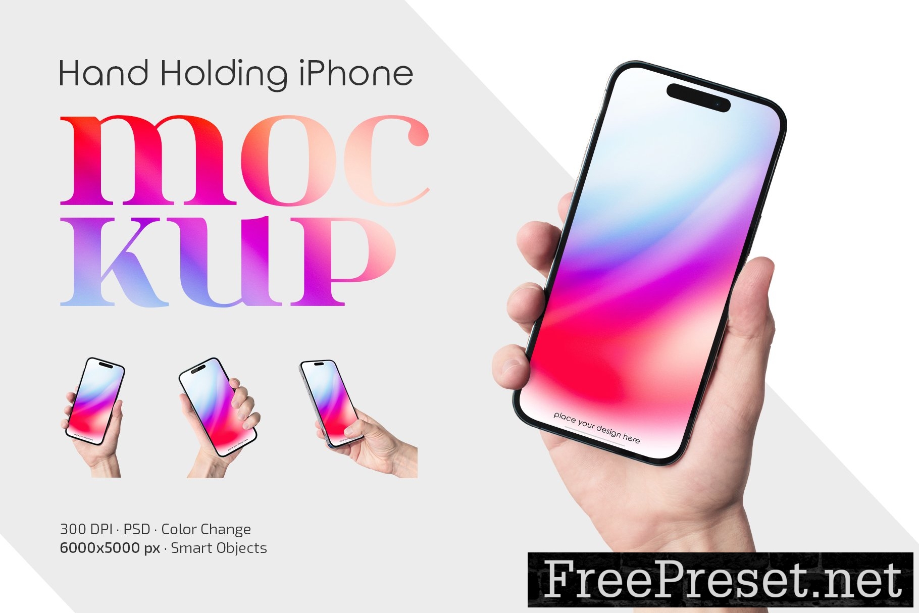 Hand Holding iPhone Mockup Set 13456006