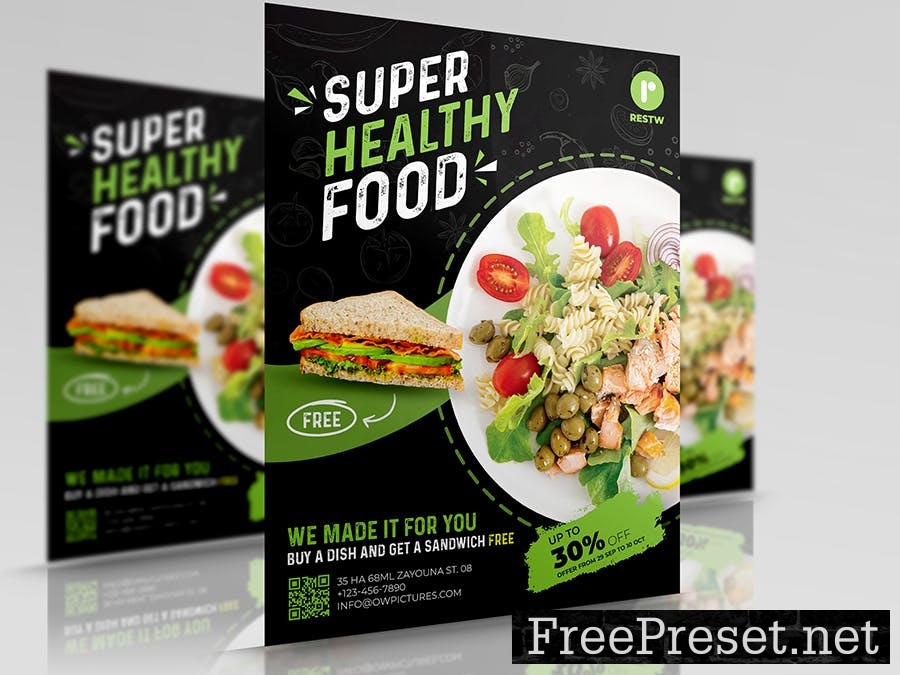 Healthy Food Flyer Template 4KSRM2A