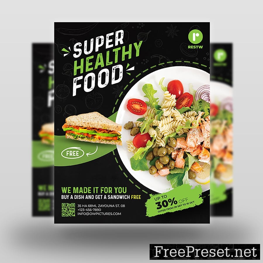 Healthy Food Flyer Template 4KSRM2A