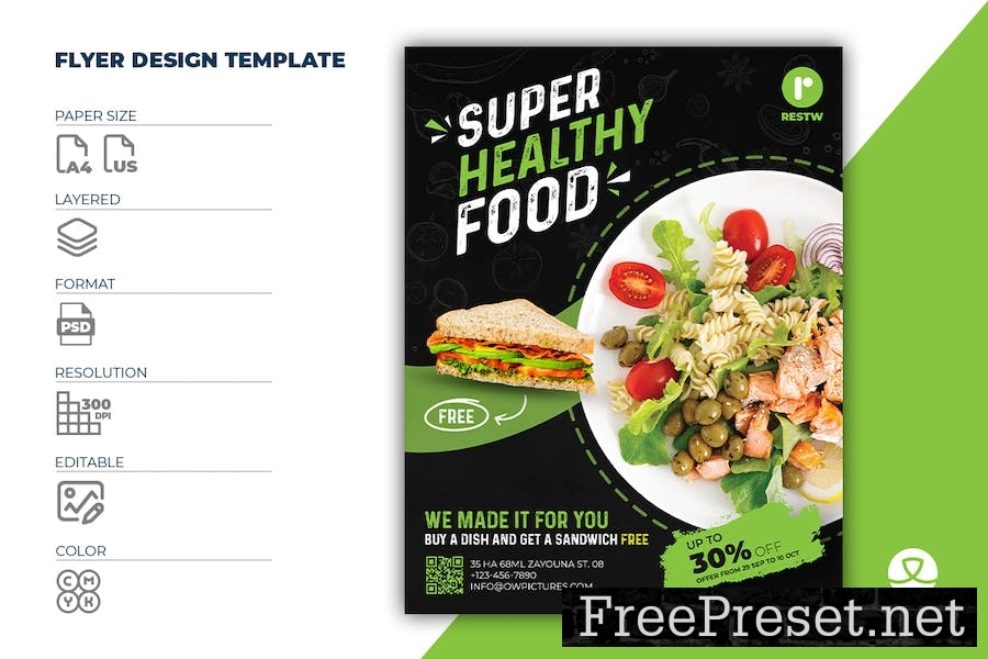 Healthy Food Flyer Template 4KSRM2A