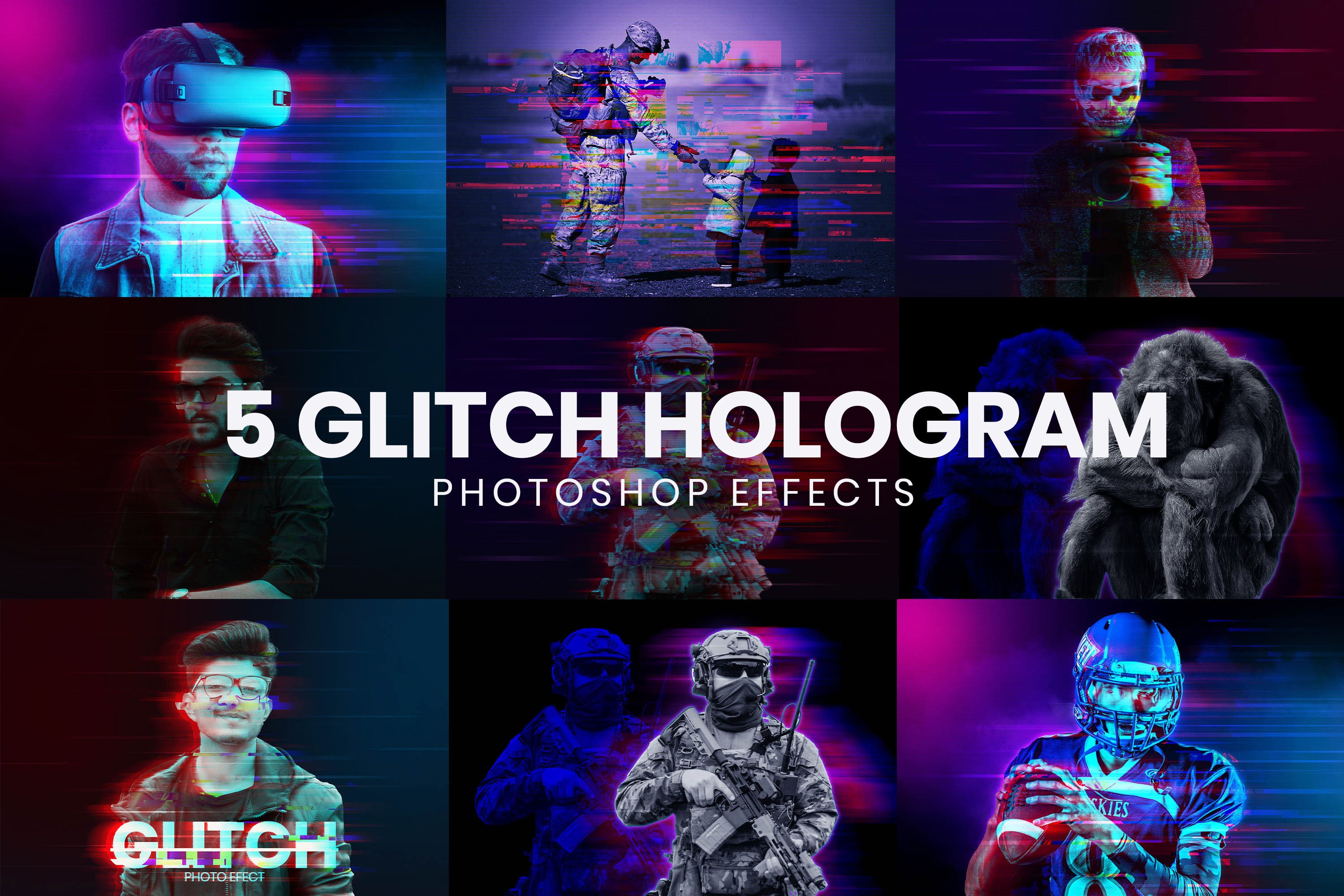 Hologram Glitch Photoshop Effects 10992829