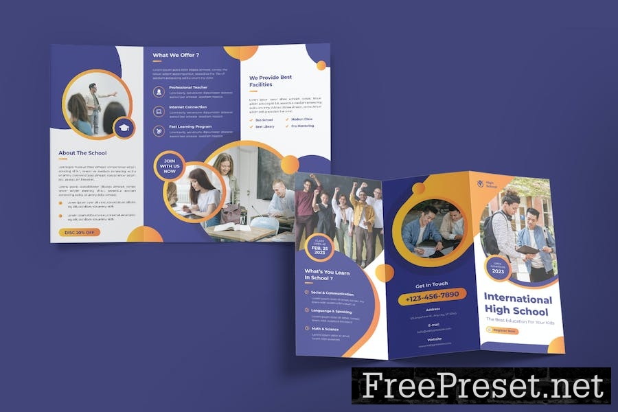 International School Trifold Brochure JX28CPN