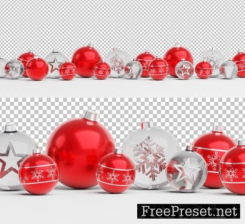 Isolated Red Christmas Baubles on White Mockup 470735550