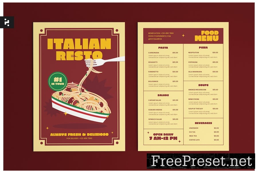 Italian Restaurant Menu