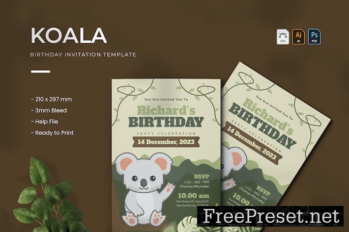 Koala - Birthday Invitation GYAL3SQ