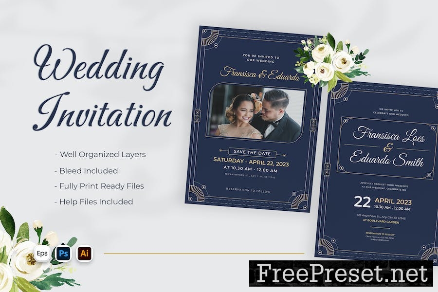 Luxury Wedding Invitation YJNU358