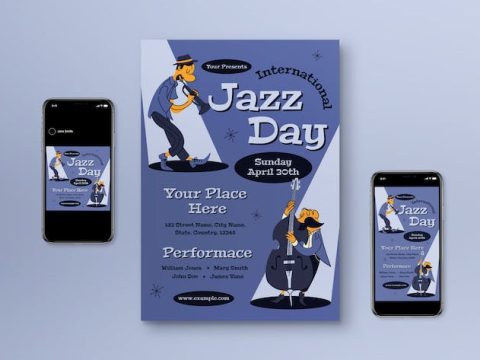 Mid Century International Jazz Day Flyer Set PNWVWZ2