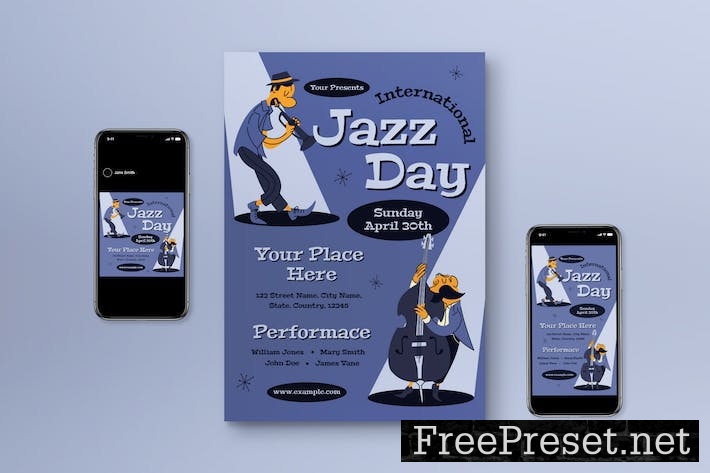 Mid Century International Jazz Day Flyer Set PNWVWZ2