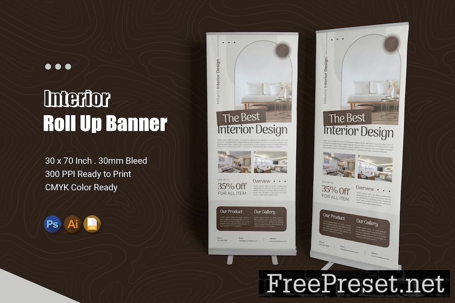 Minimal Interior Roll Up Banner 3V38EU2