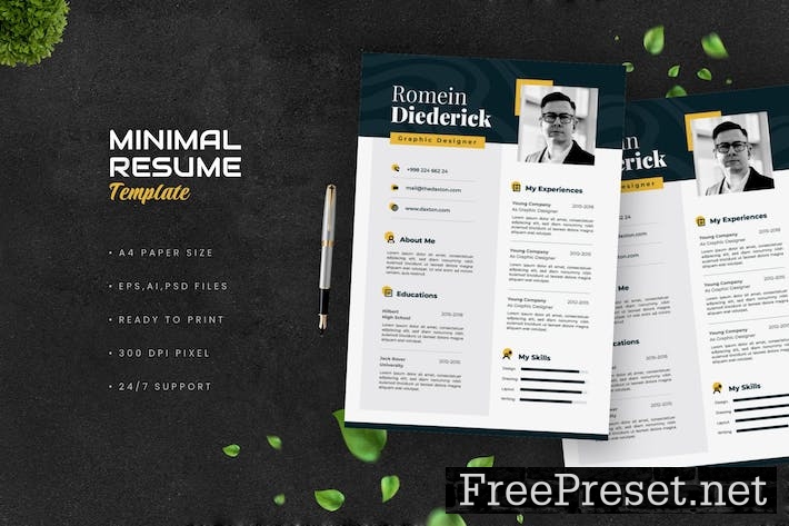 Minimal White Resume RXVA7ZU