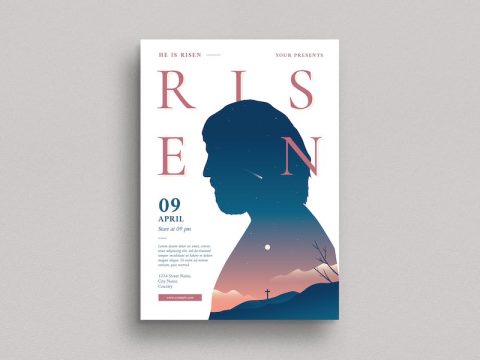 Minimalist He is Risen Event Flyer Template SEHVUUP