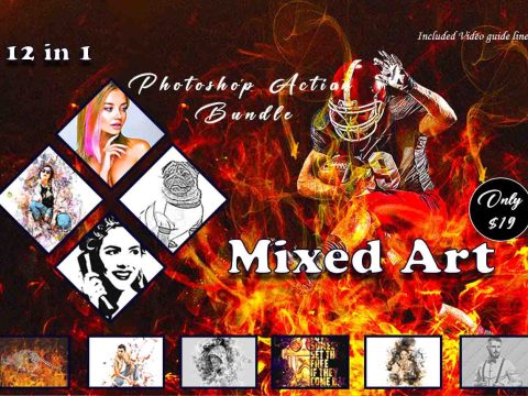 Mixed Art Photoshop Action Bundle 11011649