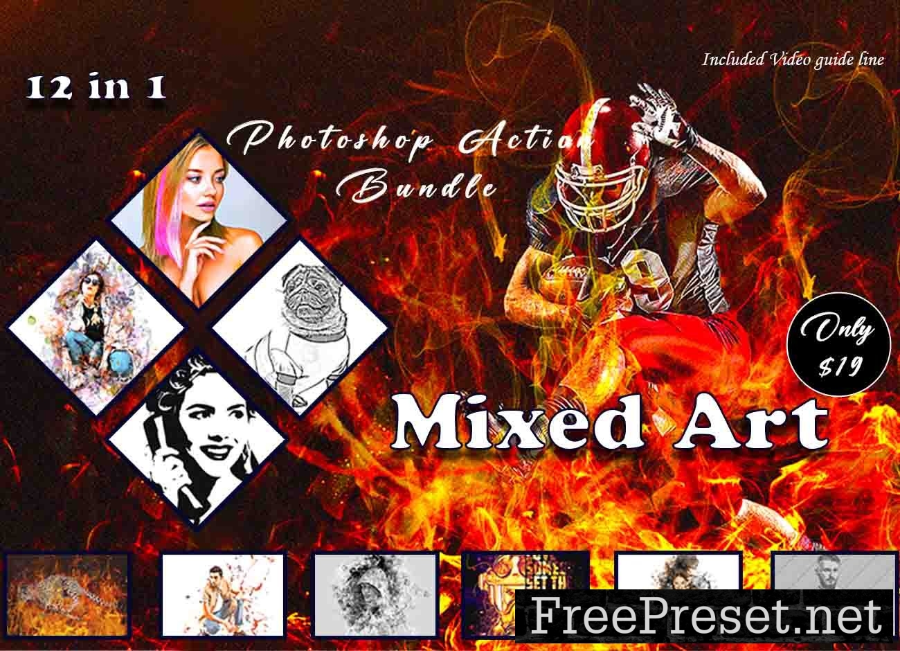 Mixed Art Photoshop Action Bundle 11011649