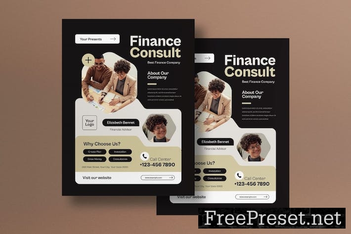 Modern Cream Black Finance Flyer 83U3A96