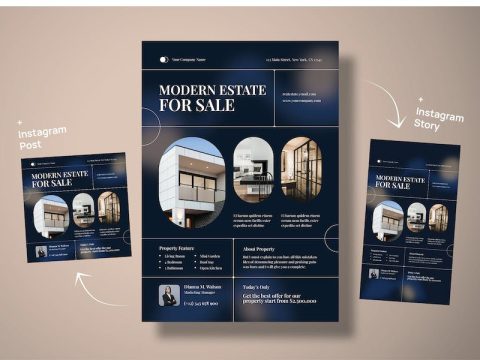 Modern Elegant Real Estate Flyer E9TA4NN