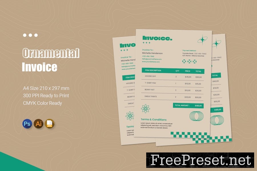 Modern Ornamental Invoice 4KVSMHT