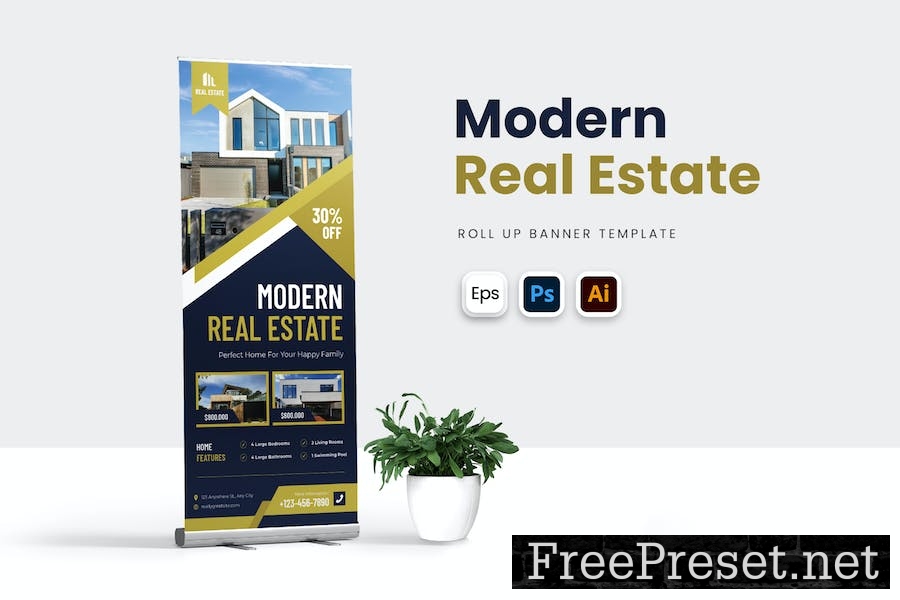 Modern Real Estate Roll Up Banner PXSKTSK