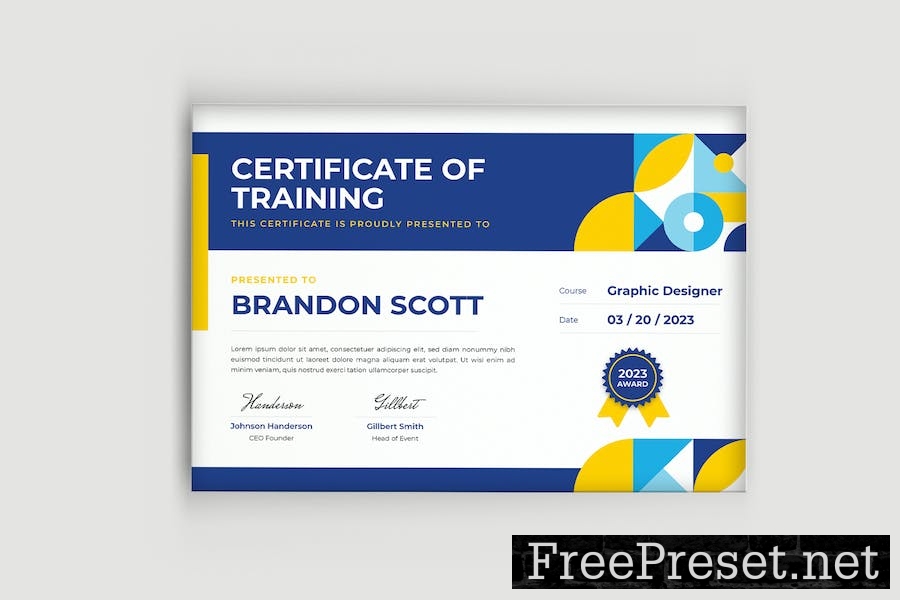 Modern Training Certificate 46S53K8