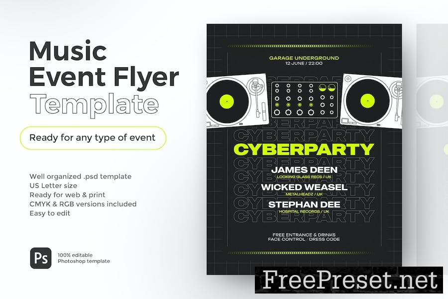 Music Event Flyer / Poster Template 4DN54FF