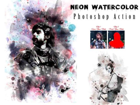 Neon Watercolor Photoshop Action 12783818