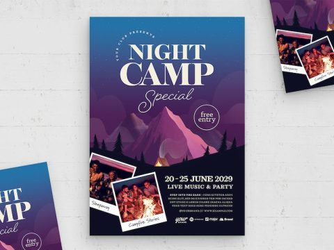 Night Camp Party Flyer Template Y9GTCBU