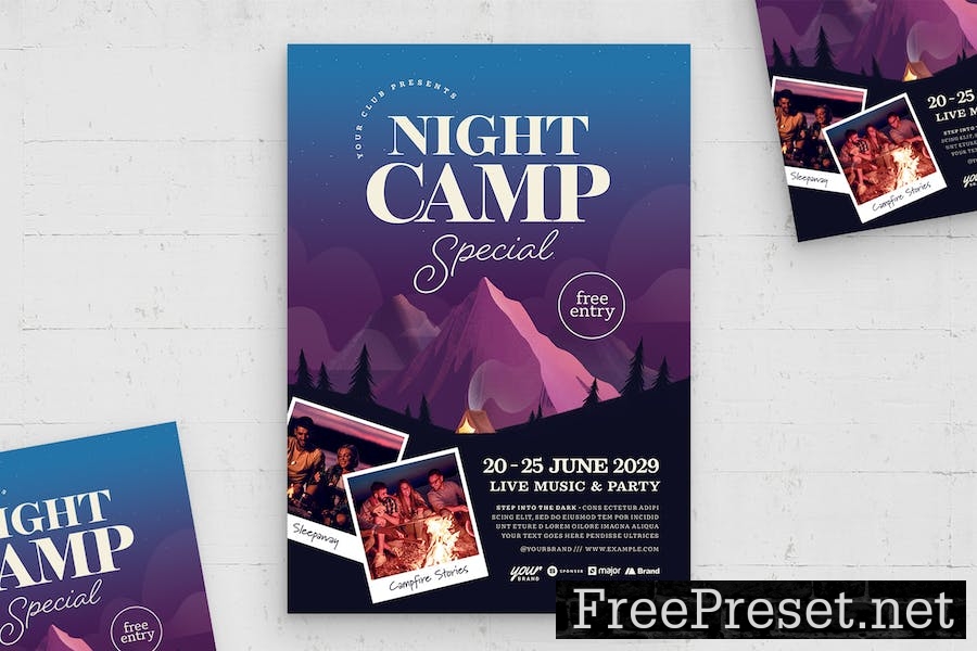 Night Camp Party Flyer Template Y9GTCBU