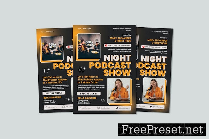 Night Podcast Show Flyer QR8UC7F