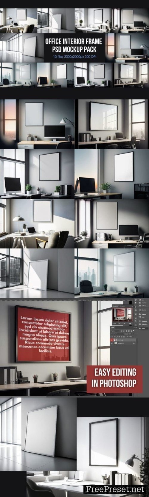 Office Interior Frame Psd Mockup Pack