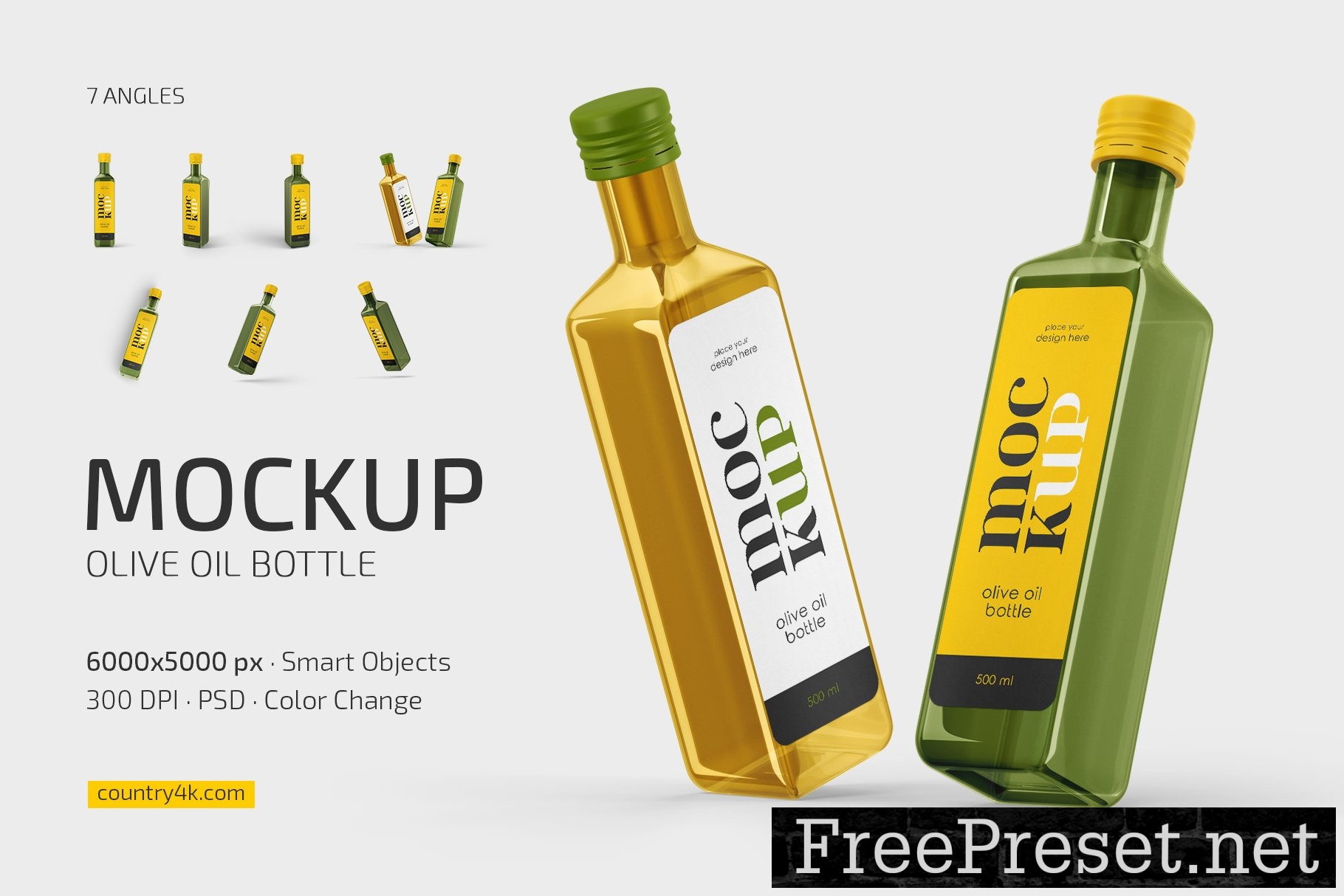 Olive Oil Bottle Mockup Set 11006498