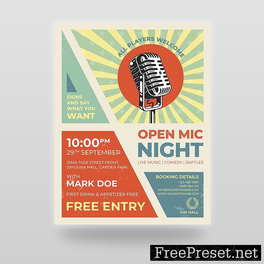 Open Mic Night Flyer Template CFZGM4K