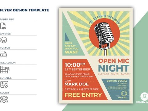 Open Mic Night Flyer Template CFZGM4K