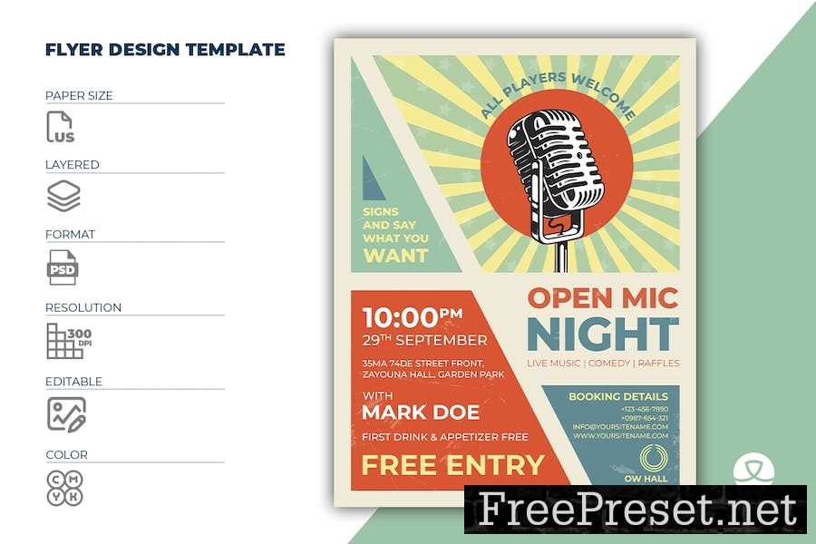 Open Mic Night Flyer Template CFZGM4K