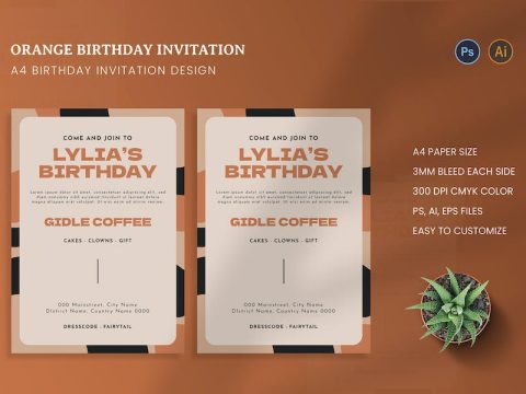 Orange Birthday Invitation