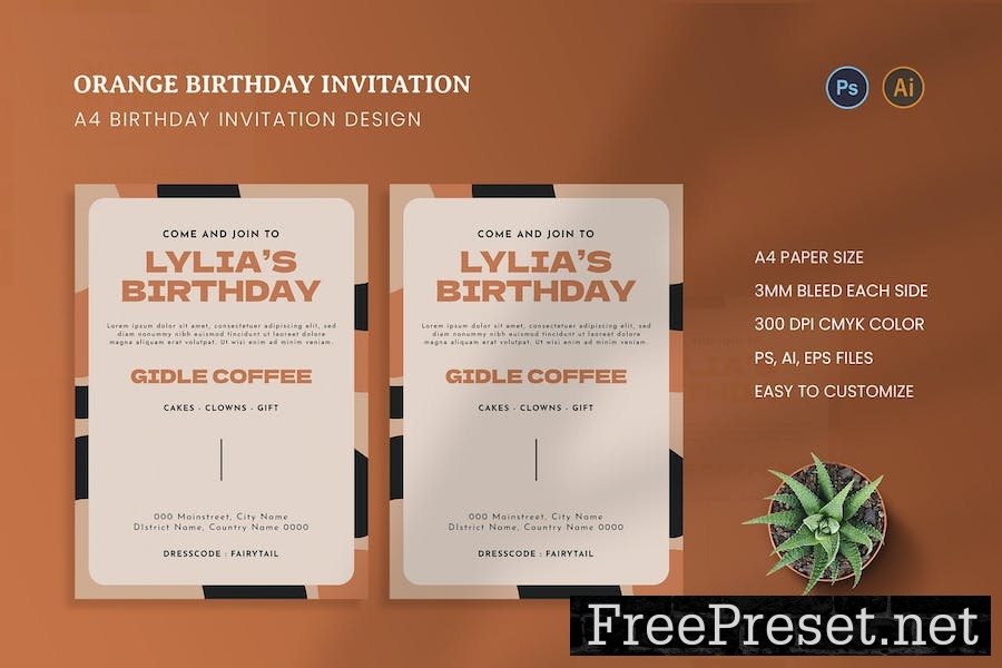 Orange Birthday Invitation