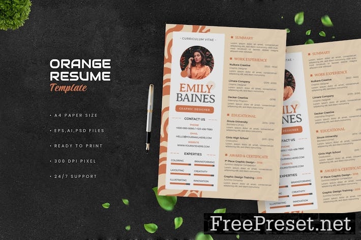 Orange Creative Resume VML7FQR